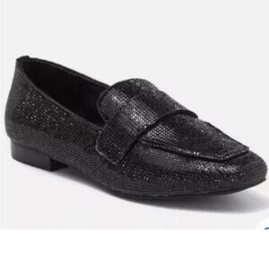 NEW Steve Madden Riski Black Rhinestone Studded Loafers, NEW, Size 6, MSRP $99